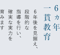 6ヵ年一貫教育 6年後を見据え、段階的な指導を行い、確実な実力を育みます